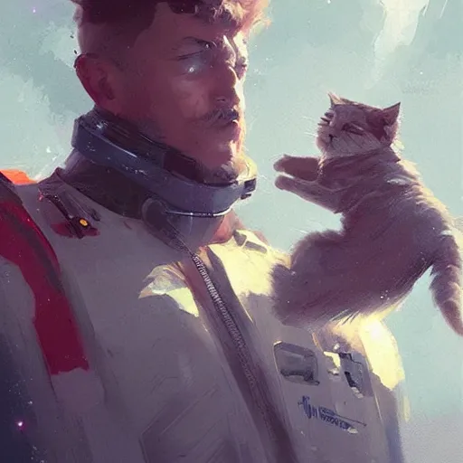 Image similar to 👨‍🚀🐈, digital Art, Greg rutkowski, Trending artstation,cinematographic