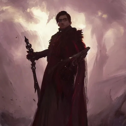 Prompt: an oil art portrait of young vampire mage with blood magic in style of disco elysium character, dark paladin character design from d & d, art by anders zorn, wonderful masterpiece by greg rutkowski, beautiful cinematic light, american romanticism by greg manchess, jessica rossier