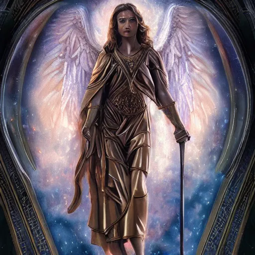 Prompt: hiperrealistic, ultra detailed painting of an archangel made of cosmic energy, character art, character study, 4 k uhd, post production, dark tones, intricate, masterpiece, sharp focus, unreal engine 5