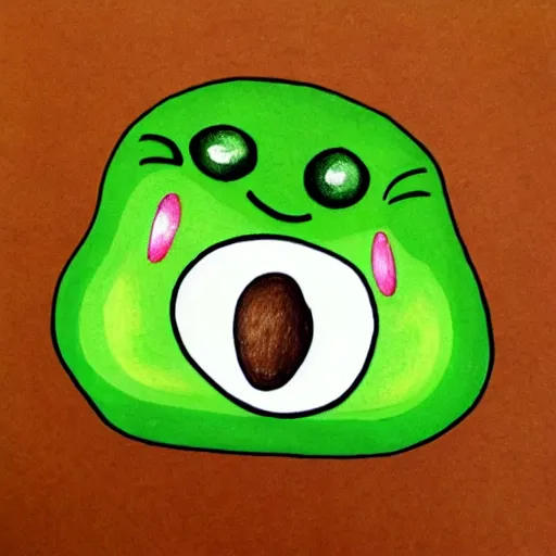 Image similar to drawing of avocado with cute smile face kawai art