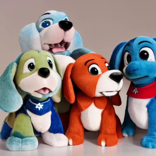 Prompt: extremely cute soft puppies in disney pixar movie plush