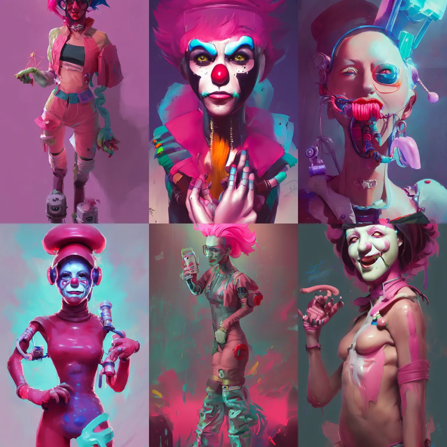 Prompt: cyberpunk clown girl made of pink slime, cartoon, transparent, behance hd artstation by jesper ejsing by rhads, makoto shinkai and lois van baarle, ilya kuvshinov, ossdraws