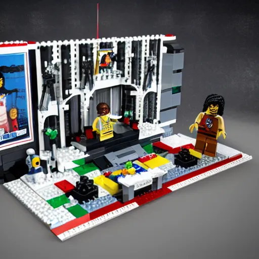 Prompt: lego set of michael jackson and stage, realistic, render, unreal engine, detailed