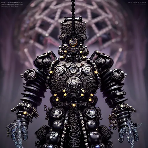 Image similar to cyber black samurai made of pearl beads : by michal karcz, daniel merriam, victo ngai and guillermo del toro : ornate, dynamic, particulate, intricate, elegant, highly detailed, centered, artstation, smooth, sharp focus, octane render