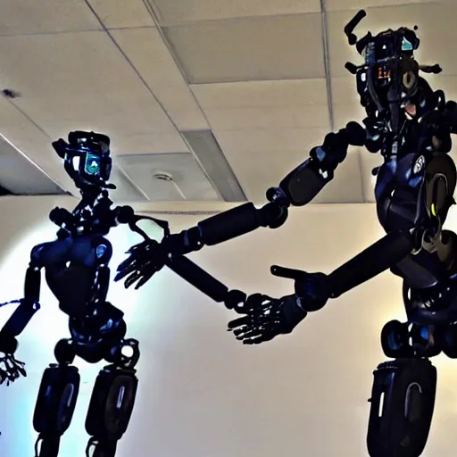 Image similar to boston dynamics humanoid robot dancing. dslr photo. press release