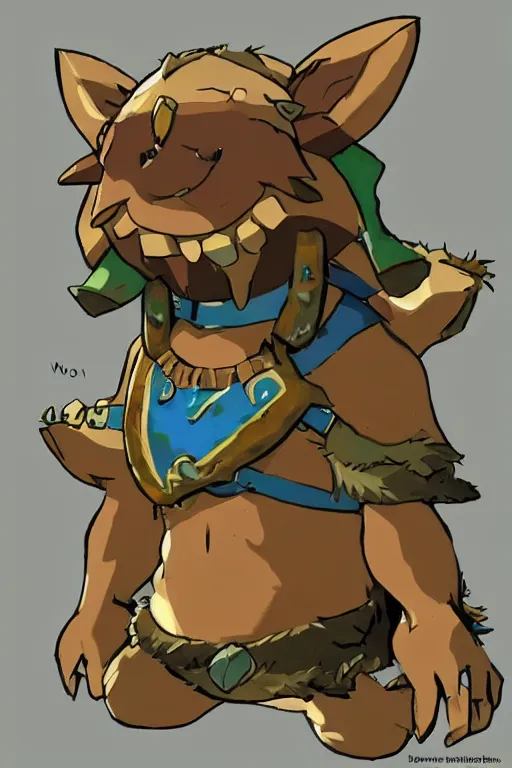 Image similar to a moblin from the legend of zelda breath of the wild, breath of the wild art style.