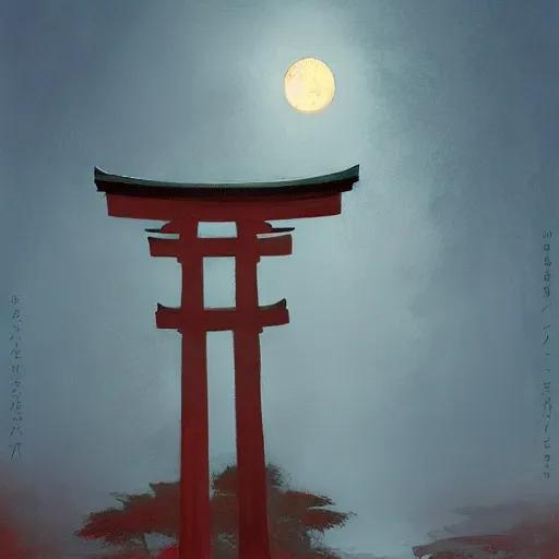 Image similar to Japanese Torii,night , by Grzegorz Rutkowski