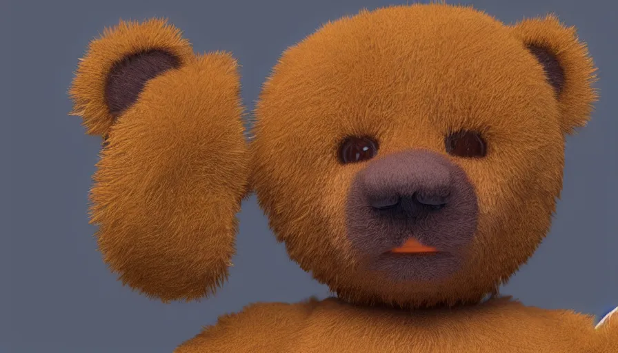 Prompt: Happy teddy bear, hyperdetailed, artstation, cgsociety, 8k