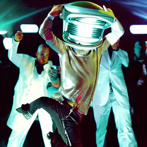 Prompt: cybernetic Jamiroquai dancing, amazing award winning photo