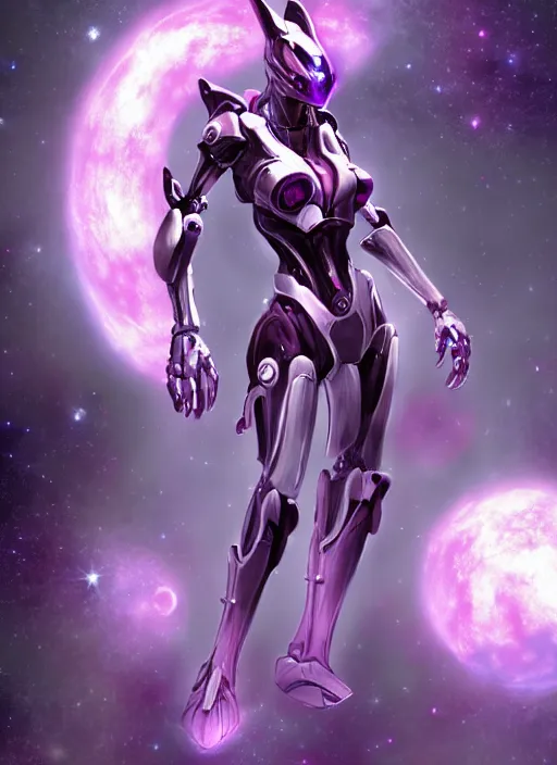 Image similar to cinematic shot, cosmic sized perfectly proportioned stunning beautiful hot female warframe, anthropomorphic robot female mecha dragon, silver, fuschia flesh, floating in empty space, nebula sized, holding a galaxy, epic proportions, epic size, epic scale, furry art, dragon art, giantess art, warframe fanart, furaffinity, deviantart