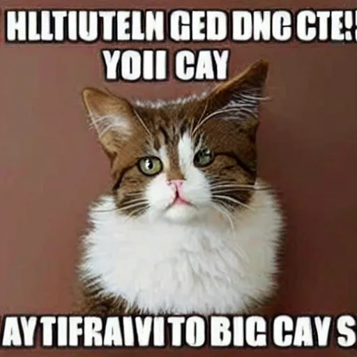 Prompt: Funny cat meme.