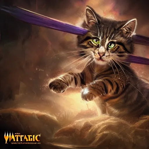 Image similar to a hyper realistic cat warrior, ultra detailed, magic the gathering art, digital art, cinematic, studio lighting, background battlefield, fantasy,