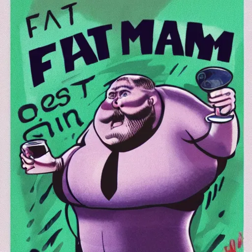 Image similar to fat man we respect you a lot fat man, snake oil CMO purple green color scheme