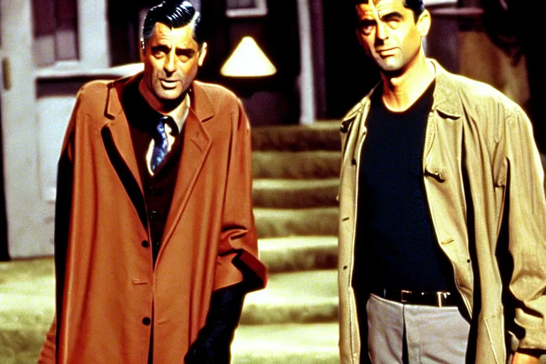 Image similar to cary grant as giles in buffy the vampire slayer, along side sarah michelle gellar 1 9 9 8