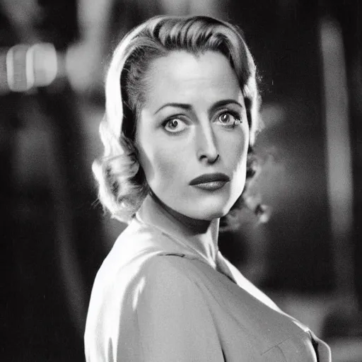 Prompt: Gillian Anderson in Casablanca (1942)