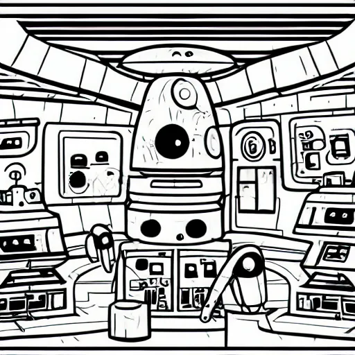 Prompt: alien science facility high detail cartoon invader zim style