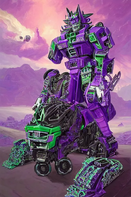 Image similar to portrait of cowboy johnny cash as purple green optimus prime from transformers riding on guitar zord ufo hoverboard, intricate, highly detailed, smooth, artstation, digital illustration by Lisa Frank and Ruan Jia and Mandy Jurgens and Artgerm and Wayne Barlowe and Greg Rutkowski and Zdislav Beksinski