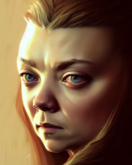 Image similar to natalie dormer, character portrait, portrait, close up, concept art, intricate details, highly detailed by greg rutkowski,