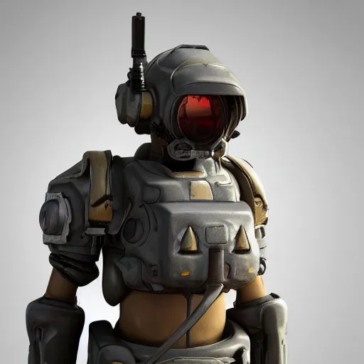 Image similar to a soldier wearing a full set of hellfire advanced power armor and holding a flamethrower, 3 d render, octane, ray tracing, ultra detailed, photorealistic, high resolution, 8 k