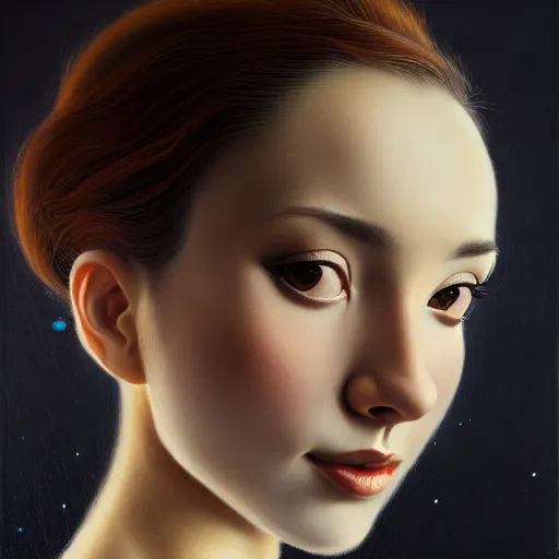 Prompt: face portrait of an absurdly graceful, elegant, sophisticated cheerleader, in the style of casey baugh, vladimir kush, yasunari ikenaga, yasar vurdem, william oxer, intricate, beautiful, artstation 8 k, high resolutionsparkling atom fractals of jewls cords