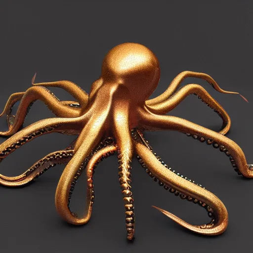 Image similar to metallic octopus, vray, 55mm
