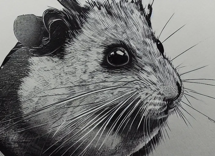 Image similar to a highly detailed beautiful portrait of a hamster by yoji shinkawa