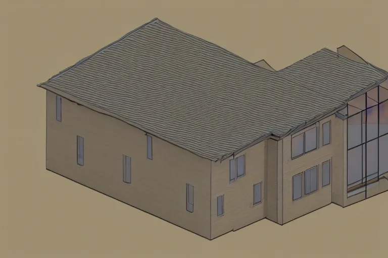 Prompt: a gradually decreasing polygon render of a house