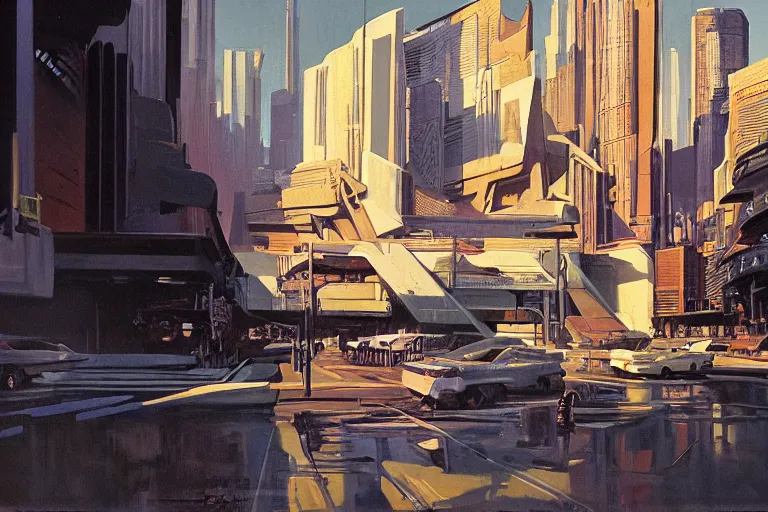Prompt: futuristic city, painting by syd mead, highly detailed, soft lighting, 8 k resolution, oil on canvas, architectural magazine