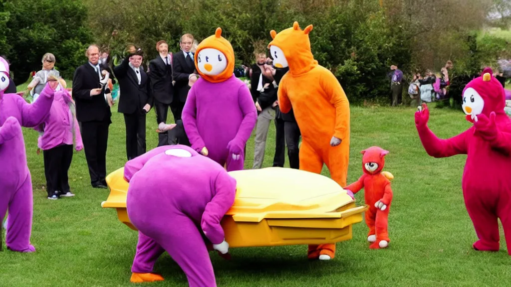 Image similar to teletubbie funeral