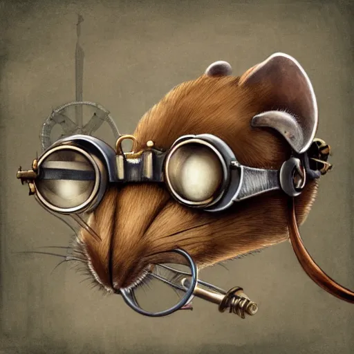Image similar to a rat with steampunk googles, by Qian Xuan