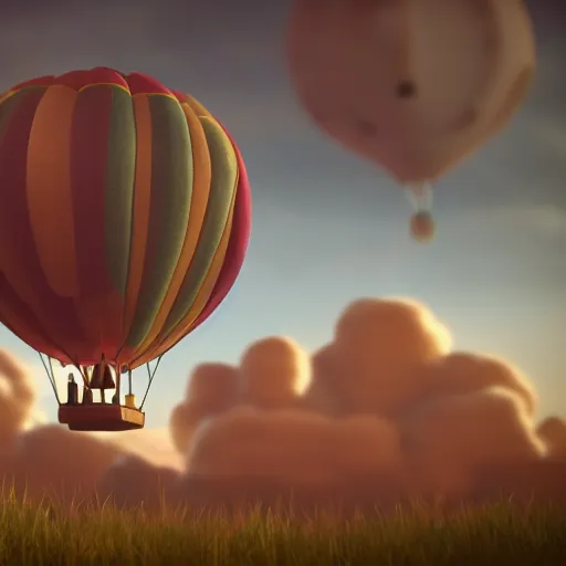 Image similar to anthropomorphic fox in the hot air balloon at night, clouds around, unreal engine, octane render, dramatic lighting, digital art, ,