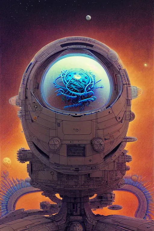 Image similar to design only! 2 0 5 0 s retro future art 1 9 7 0 s science fiction borders lines decorations space machine, mech, robot. muted colors. by jean - baptiste monge, ralph mcquarrie, marc simonetti, 1 6 6 7. mandelbulb 3 d, fractal flame, jelly fish, coral