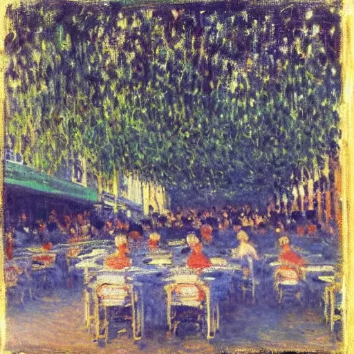 Prompt: a hawker centre by claude monet