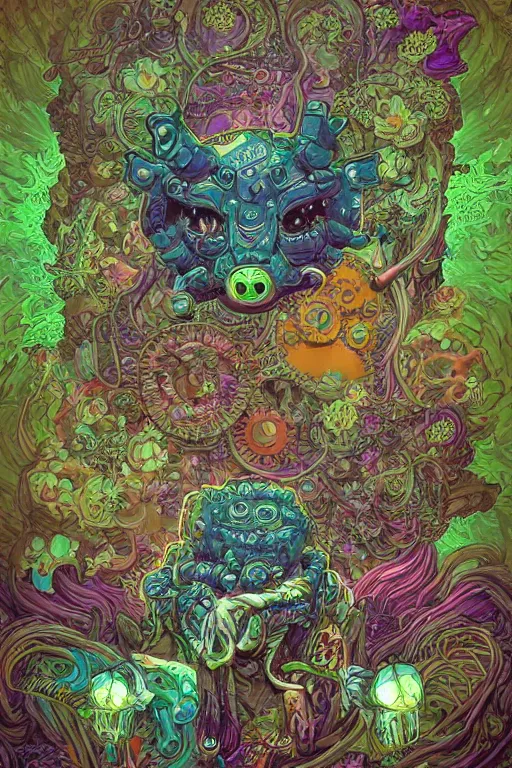 Image similar to creature sushi roots cactus elemental flush of force nature micro world fluo light deepdream a wild amazing steampunk baroque ancient alien creature, intricate detail, colorful digital painting that looks like it is from borderlands and by feng zhu and loish and laurie greasley, victo ngai, andreas rocha, john harris