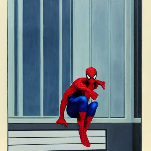 Prompt: Spiderman by Edward hopper