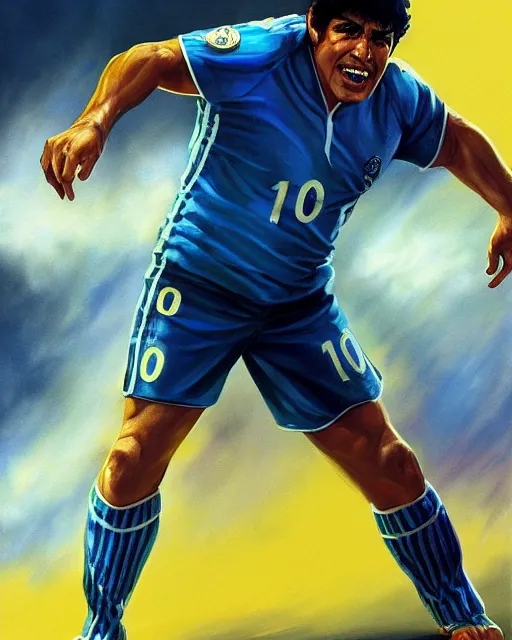 Prompt: cinematic portrait, smooth, diego armando maradona by peter andrew jones, by mark brooks, hd, hyper detailed, 4 k