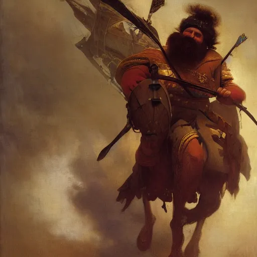 Prompt: art by ivan aivazovsky and syd mead and moebius and gaston bussiere and roger dean and pieter claesz and paul delaroche and alma tadema and aelbert cuyp and willem claesz, a fantasy cinematic close up shot of a dwarf berserker, warhammer, dnd, last stand