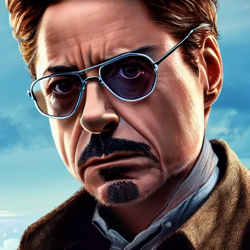 Prompt: Robert Downey Jr in Westworld, hyperdetailed, artstation, cgsociety, 8k