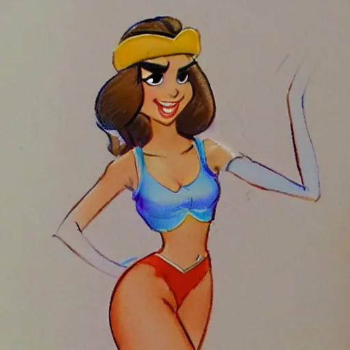 Image similar to milt kahl sketch of victoria justice with kim kardashian body as princess daisy from super mario bros