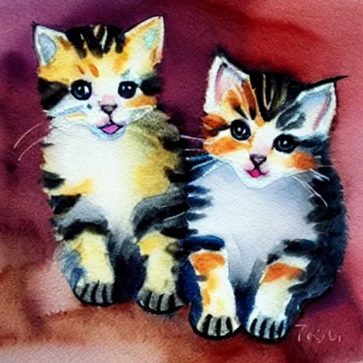 Prompt: cute kittens, watercolor