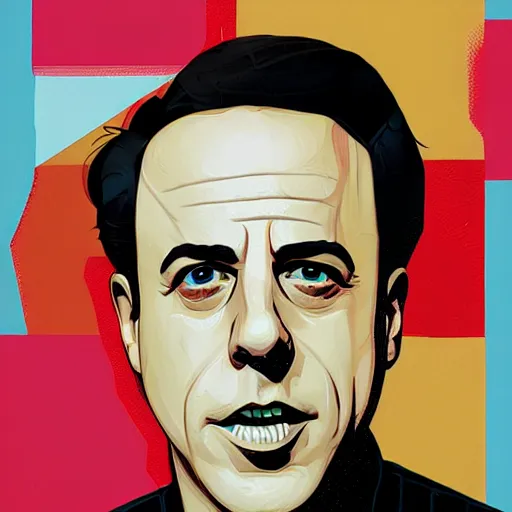 Prompt: Jerry Seinfeld profile picture by Sachin Teng, asymmetrical, Organic Painting , Matte Painting, geometric shapes, hard edges, graffiti, street art:2 by Sachin Teng:4