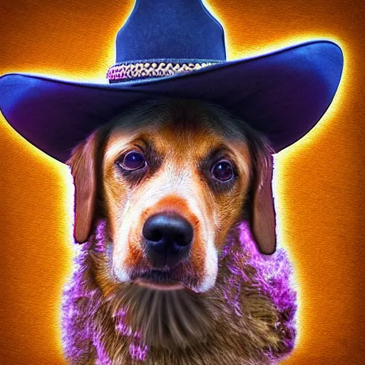 Image similar to a cute dog wearing a cowboy hat, deep dream