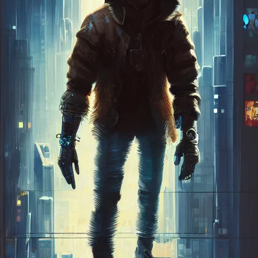 Prompt: A Wolf Scoundrel, Cyberpunk, digital art, award winning, artstation, masterpiece, very detailed, oil painting