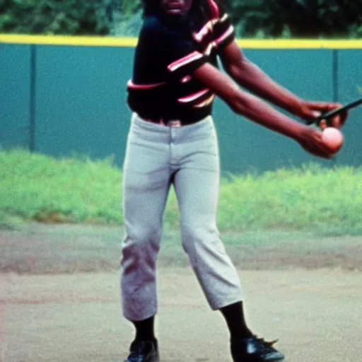 Prompt: Samuel L. Jackson playing Baseball in the 1970s, award-winning photograph