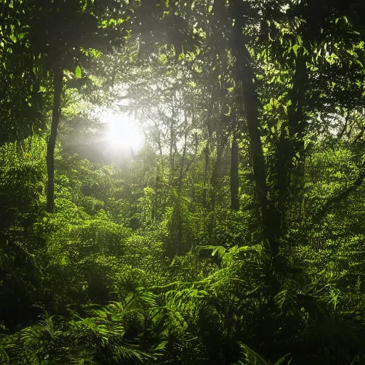 Prompt: view of two suns from surface of jungle planet