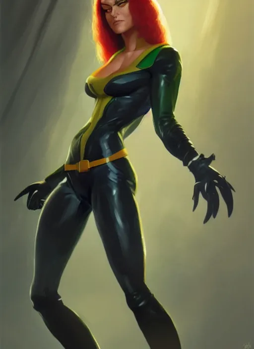 Image similar to very detailed masterpiece painting of rogue from x - men : the animated series ( 1 9 9 2 ), portrait, artstation, concept art by greg rutkowski