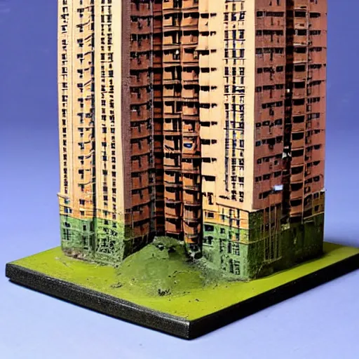 Prompt: figurine of soviet apartment building