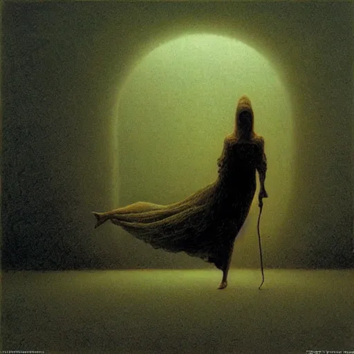 Image similar to Cinderella in style of Zdislaw Beksinski