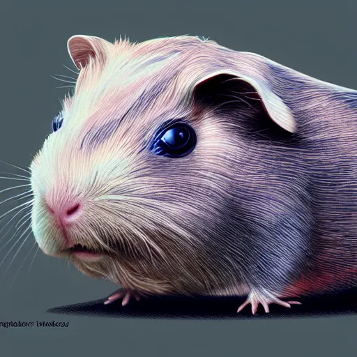 Image similar to a cyberpunk image of a guinea pig, digital realistic painting