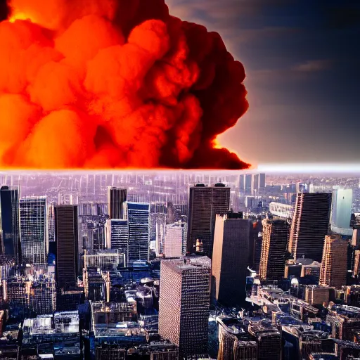 Image similar to nuclear bomb detonating in a city. 4k photo